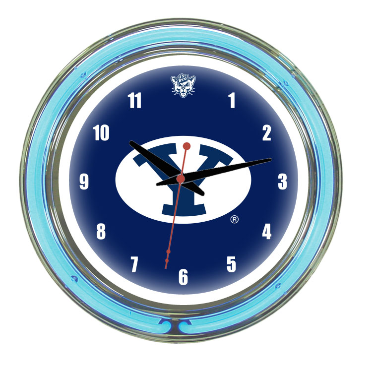 BYU Cougars 14 Inch Neon Wall Clock