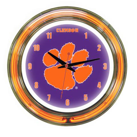 Clemson Tigers 14 Inch Neon Clock