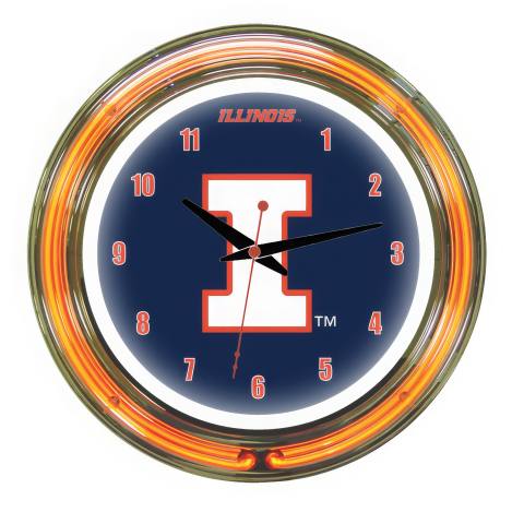 Illinois Fighting Illini 14 Inch Neon Clock