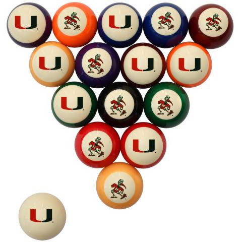 Miami Hurricanes Pool Ball Set