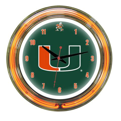 Miami Hurricanes 14 Inch Neon Clock