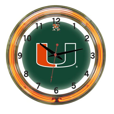 Miami Hurricanes 18 Inch Neon Clock