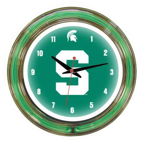 Michigan State Spartans 14 Inch Neon Clock