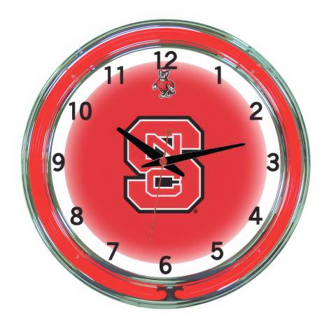 NC State Wolfpack 18 Inch Neon Clock