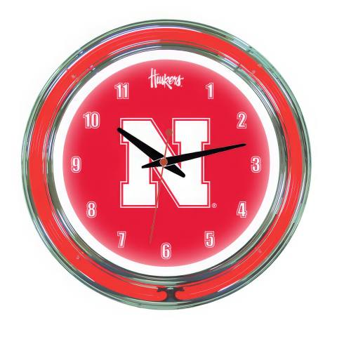 Nebraska Cornhuskers 14 Inch Neon Clock