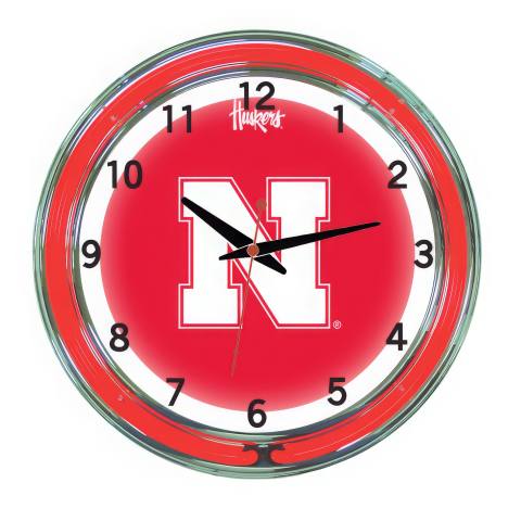 Nebraska Cornhuskers 18 Inch Neon Clock