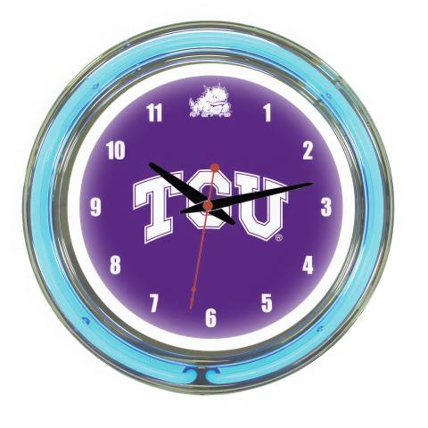 TCU Horned Frogs 14 Inch Neon Clock