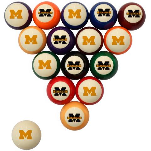 Michigan Wolverines Pool Ball Set