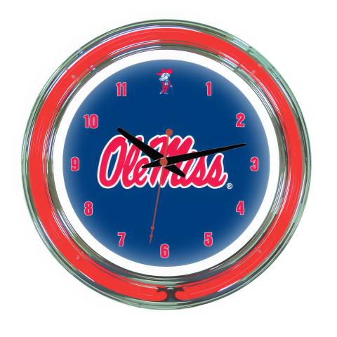 Ole Miss Rebels 14 Inch Neon Clock