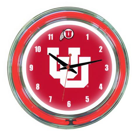 Utah Utes 14 Inch Neon Clock