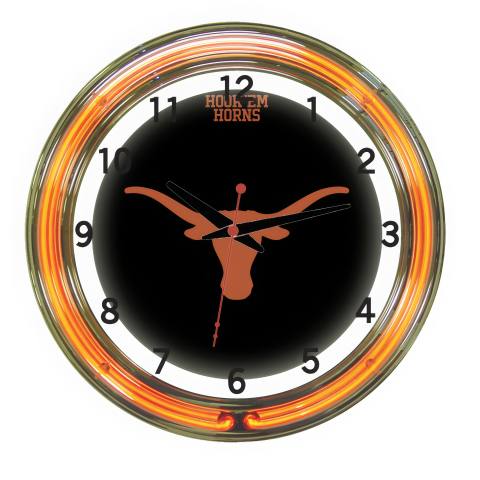 Texas Longhorns Neon Wall Clock - 18 Inch