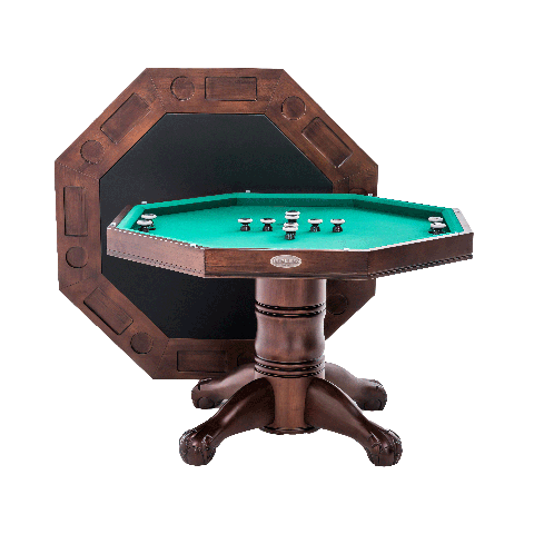 Berner Boca 3 in 1 Slate Bumper Pool Table - 54 Inch in Antique Walnut