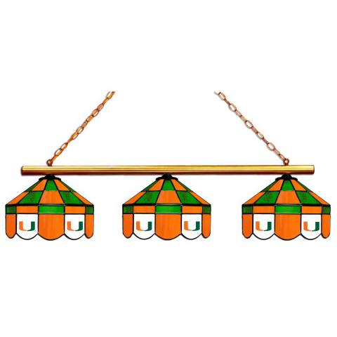 Miami Hurricanes Executive 3 Shade Billiard Lamp