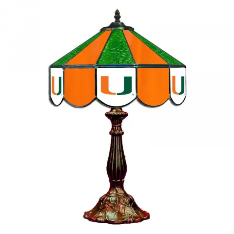 Miami Hurricanes 14 Inch Tiffany-Style Table Lamp