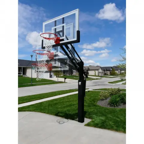 Bison 60" Clear Glass HangTime 6" Adjustable Height Basketball System
