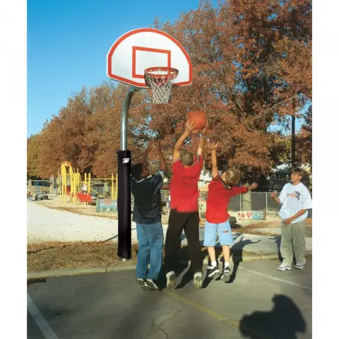 Bison 4-1/2" Heavy Duty Finished Aluminum Fan Playground Basketball System with 60" Safe Play Area