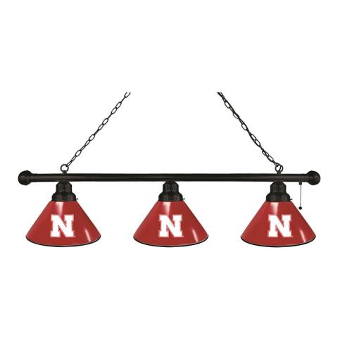 Nebraska Cornhuskers 3 Shade Black Billiard Light