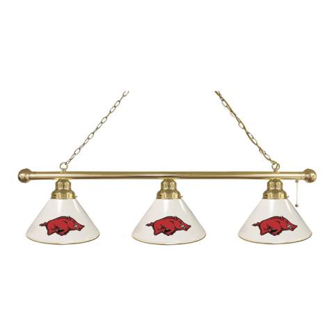 Arkansas Razorbacks 3 Shade Brass Billiard Light