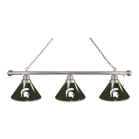 Michigan State Spartans 3 Shade Chrome Billiard Light