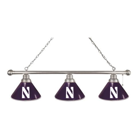 Northwestern Wildcats 3 Shade Chrome Billiard Light