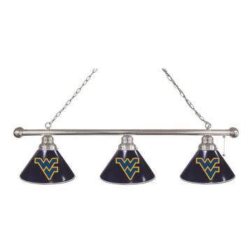 West Virginia Mountaineers 3 Shade Chrome Billiard Light