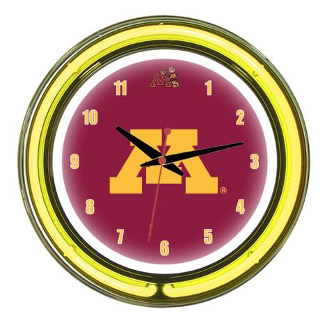 Minnesota Golden Gophers Neon Wall Clock - 14 Inch