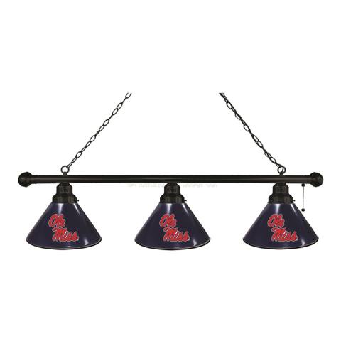Ole Miss Rebels 3 Shade Black Billiard Light
