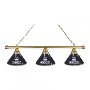 UCONN Huskies 3 Shade Brass Billiard Light