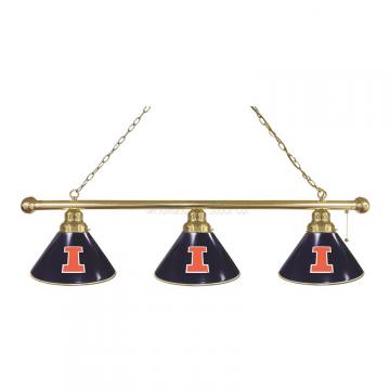 Illinois Fighting Illini 3 Shade Brass Billiard Light