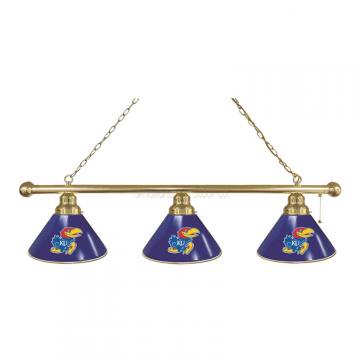 Kansas Jayhawks 3 Shade Brass Billiard Light