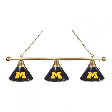 Michigan Wolverines 3 Shade Brass Billiard Light