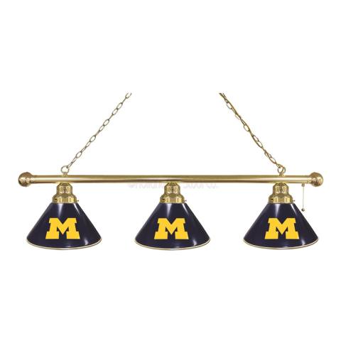 Michigan Wolverines 3 Shade Brass Billiard Light