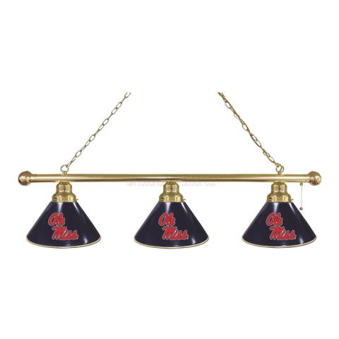 Ole Miss Rebels 3 Shade Brass Billiard Light