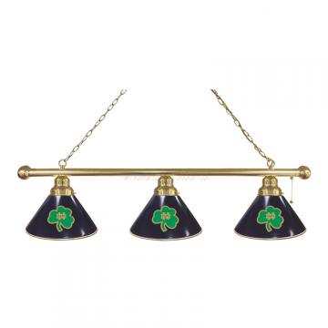 Notre Dame Shamrock 3 Shade Brass Billiard Light