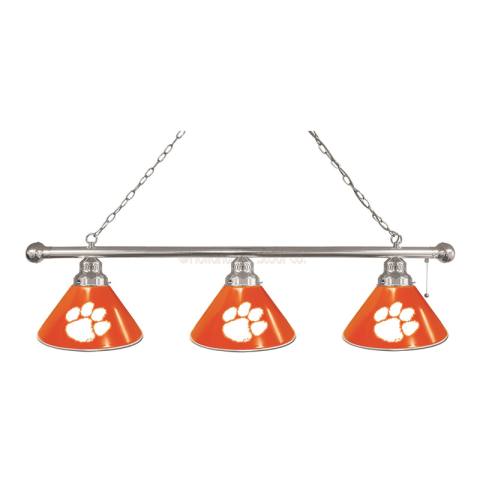 Clemson Tigers 3 Shade Chrome Billiard Light