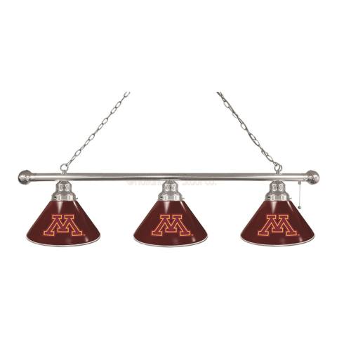 Minnesota Gophers 3 Shade Chrome Billiard Light