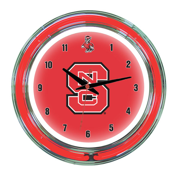 Wolfpack Clock NC State Wolfpack 14 Inch Neon Clock