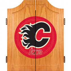 Calgary Flames Dart Board Cabinet Set